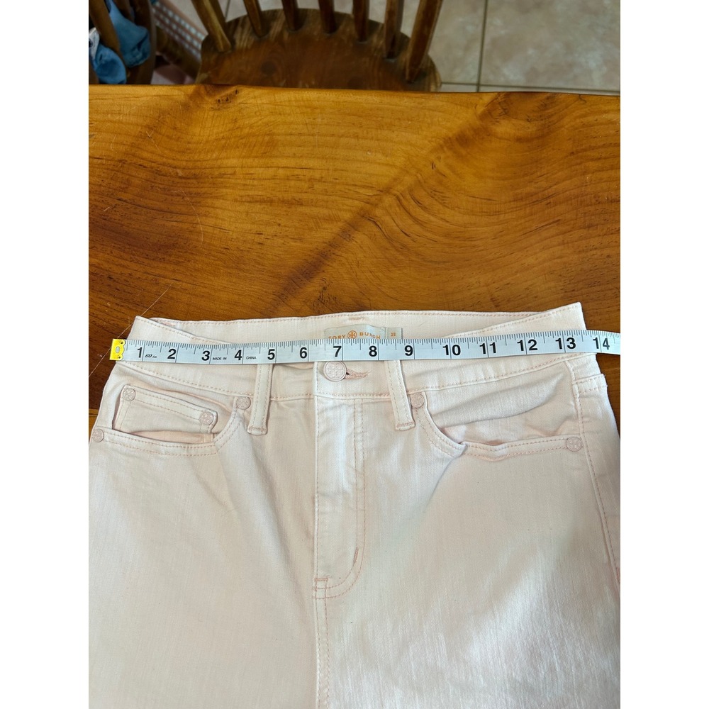 Tory Burch Pale Pink Straight Leg Jeans Women 28 Mid Rise Stretch Denim - Picture 5 of 6